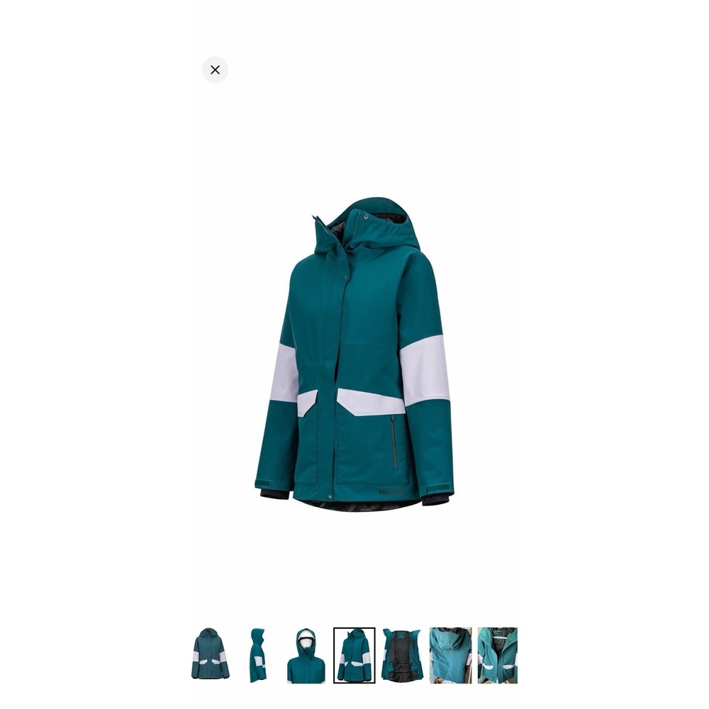 Womens L Marmot Wilder Free Skier Ski Jacket Green Waterproof Insulated Parka
